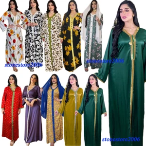 Dubai Abaya Women Long Sleeve Maxi Dress Muslim Kaftan Islamic Caftan Robe Gown - Picture 1 of 79