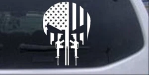 Calcomanía de ventana blanca para camión Punisher Skull bandera americana 4X3.0 - Imagen 1 de 1