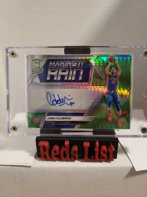 2018-19 Spectra Making it Rain Neon Green Prizm Auto Jose Calderon 47/49 Pistons - Image 1 of 4