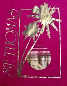 Vintage St. Thomas Pink Gold T-Shirt Size X Large 1987 Airwaves Single Stitch! - Picture 1 of 6