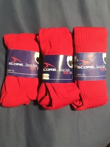 3 Pair Brand New Youth SCORE Athletic Sports Soccer Socks Red White  6-8.5 NWT! - Picture 1 of 2