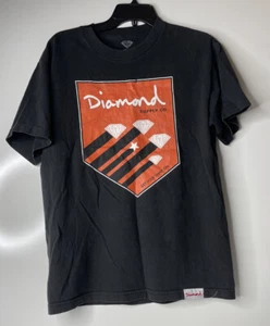 Diamond Supply Shirt Adult Medium Black Orange Get Your Shine On Mens - Picture 1 of 9