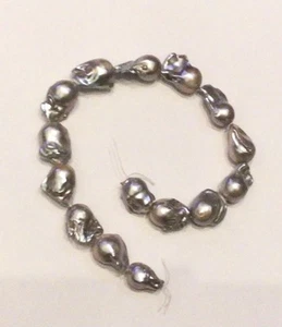 Gray Baroque 18-27 mm 15 pcs Natural Gray Cultured Pearl 16" Strand - Picture 1 of 5
