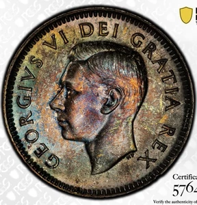 PCGS MS64 Canada 10 Cents 1951 *Toned* - Picture 1 of 6
