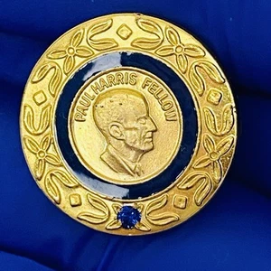 Rotary International Paul Harris Fellow goldfarbene Donor Award Anstecknadel Saphir - Bild 1 von 5