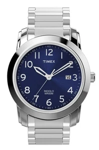 Timex Indiglo Edelstahl blaues Zifferblatt Kleid Erweiterung mit Datum T2P123WF - Bild 1 von 14