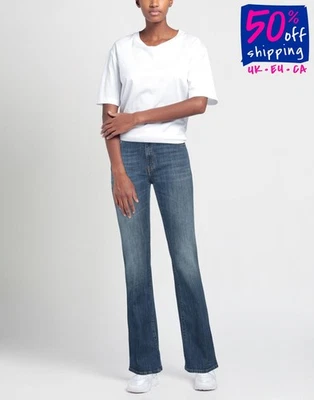 RRP€340 LOVE MOSCHINO Flared Jeans W31 Blue High Waist Stretch Faded - Image 1 of 4