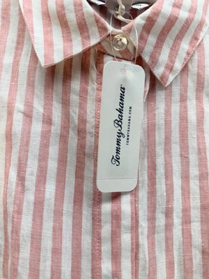 Camisa Tommy Bahama Mujer Pequeña Lino Cabana Rayas Sin Mangas Piña Verano Foto 1 de 4
