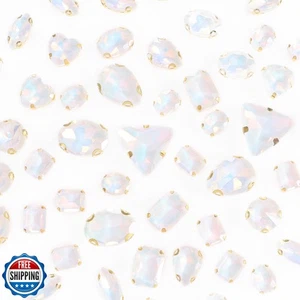 50 PEZZI Cucire Strass Forme Miste Strass Vetro Cucire Cristallo Gemme  - Foto 1 di 5