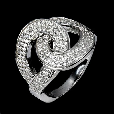 925 Sterling Silver Ring Round White Simulated Cz Gemstone Jewelry Size 7 - Image 1 of 4