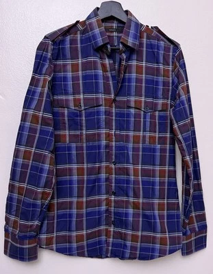 Camisa informal Gucci vintage con estampado a cuadros azul talla 38/15 Foto 1 de 4