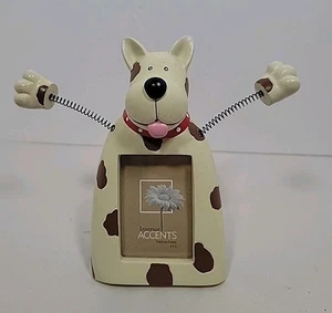 Kleiner Bilderrahmen weiß und braun Hund mit Drahtarmen für 2"x3" Foto Staffelei - Bild 1 von 5