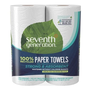 Siebte Generation 100 Recyclingpapierhandtücher 2 Stück 140 Blatt pro Rolle - Bild 1 von 15