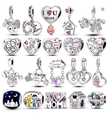 💝 Charms Anhänger Herz Liebe Familie Damen Geschenk Armband 925 Sterling Silber - Bild 1 von 2