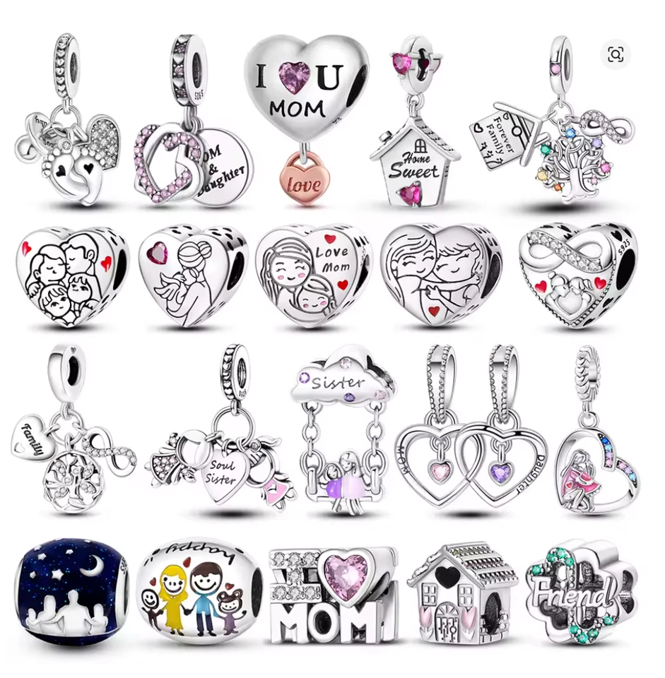 💝 Charms Anhänger Herz Liebe Familie Damen Geschenk Armband 925 Sterling Silber - Bild 1 von 2