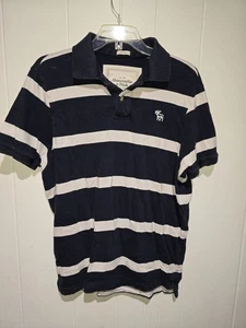 Abercrombie & Fitch Elch Logo XXL Muskel Polo Vintage Y2K blau gestreift Preppy Herren  - Bild 1 von 4