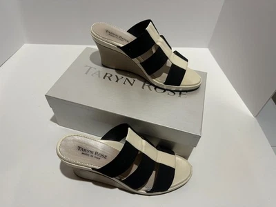 TARYN ROSE Elegante Mujer Cuña Sandalia Negro/Vainilla Talla 37.5 Foto 1 de 4