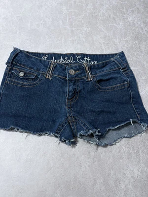 #4222. Pantalones cortos de mezclilla industriales de algodón con bordado. Talla Jr. 7 Foto 1 de 4