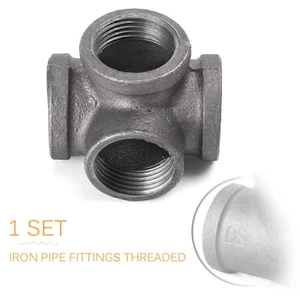 1x 3/4" Inch Side Outlet Tee Malleable Iron Pipe Fittings Threaded Tool Black - Picture 1 of 8