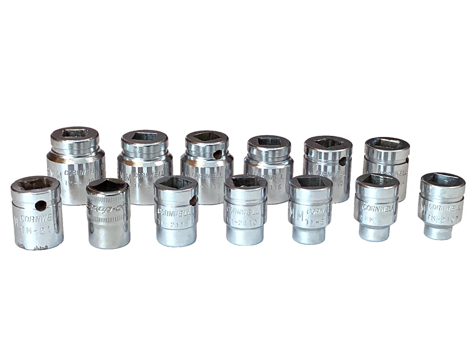 Cornwell And Snap On USA 13 Piece 3/8”Drive 12 POINT Metric Shallow Socket Set - Image 1 of 4