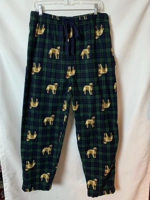 Pantalones de pijama grandes Izod para hombre Golden Retriever azul verde a cuadros 100 % algodón Foto 1 de 4
