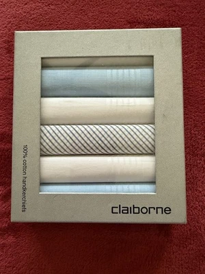 Pañuelos Claiborne ~ Hombre’s/Mujer’s ~ 100% Algodón ~ Cuenta de 6 ~ Nuevos en Caja Foto 1 de 3