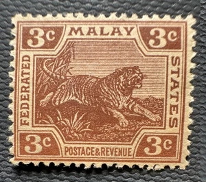 Malaya 1927 Federated Malay States FMS Tiger 3c MSCA MNH SG#58 M6474a - Picture 1 of 3