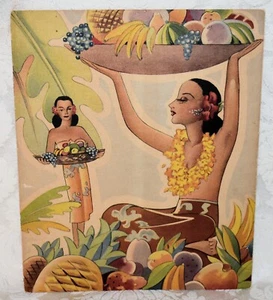 164e. 1945 GREETINGS & ALOHA, PRINT FOLDER "PARADISE OF THE PACIFIC" HONOLULU HI - Picture 1 of 2