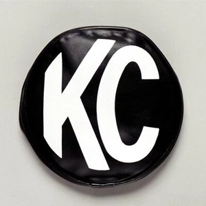 KC HiLiTES for 6in. Round Soft Cover (Pair) - Black w/White KC Logo - Picture 1 of 4