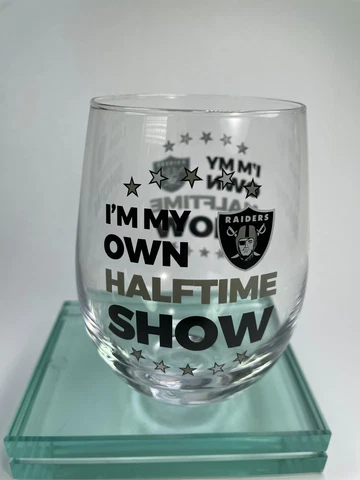 Los Angeles Raiders 4.75” Wine Drinking Glass NFL Tumbler "HALFTIME SHOW" C55 Cover