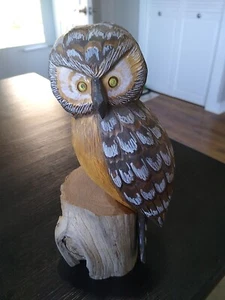 Hand Carved Wooden Owl Signed By Eugene Ownby 9" - Picture 1 of 24