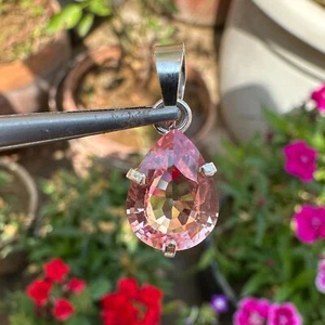 Zertifizierter 7,50 ct natürlicher Padparadscha Saphir Edelstein Anhänger in 925 Silber - Bild 1 von 5
