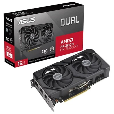 Asus Dual RX 7600 XT OC Edition 16GB GDDR6 video card PCIe 4.0 x16 18Gbps - Image 1 of 3