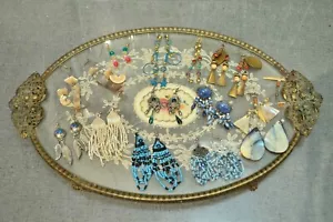 Vtg Lot Retro Fashion Multicolor Dangle Drop Costume Earrings - Picture 1 of 4