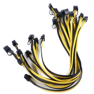 10pcs 20cm Quality 6pin to 8Pin (6+2Pin) PCI-E Cable 18AWG Mining Plastic&Metal - Picture 1 of 7