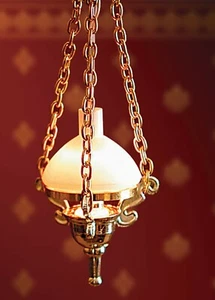 Light Gold Coloured Hanging Kerosene Lamp 1:12 Scale Dolls House Miniature 041 - Picture 1 of 7