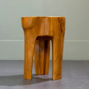 WOHNFREUDEN Teakholz Hocker ca. 40 cm rund natur lasiert Holz-Beistelltisch - Bild 1 von 6