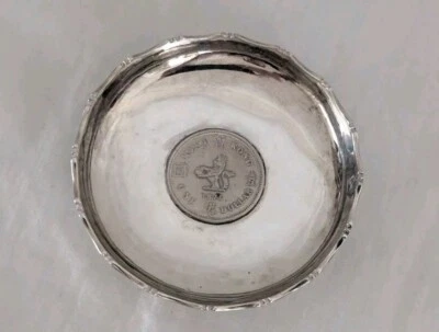 Vintage Sterling Silver Tray  Mounted with a  Hong King Dollar - image 1 of 4