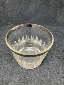 Glass Silver Rim Cut Pattern Side Ice Bowl - Picture 1 of 4