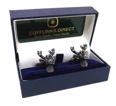 Gemelos de caza de ciervos renos metálicos pistola altamente detallados 3D de Cufflinks Direct Foto 1 de 4