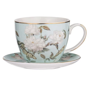2pc Ashdene Elegant Rose 310ml Fine Bone China Coffee Tea Cup & Saucer Set Mint - Picture 1 of 4