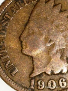 1906 Indian Head Penny 1 Cent Improper Alloy Mix Woody Error - Picture 1 of 3