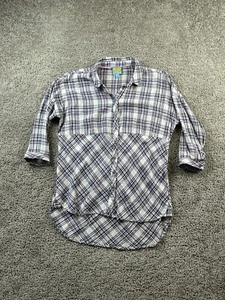 C&C California Shirt Womens Medium Linen Blend Long Tail Snap Blouse Ladies - Picture 1 of 12