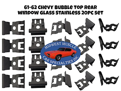 Clips de moldura de vidrio para ventana trasera 61-62 Chevy tapa de burbujas 20 piezas B69 Foto 1 de 4