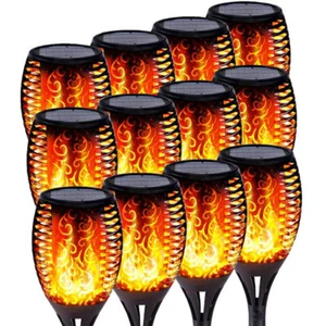 12 PACK Solar Torch Flame Dancing Light LED Flickering Flame Lamp Outdoor Garden - Picture 1 of 12