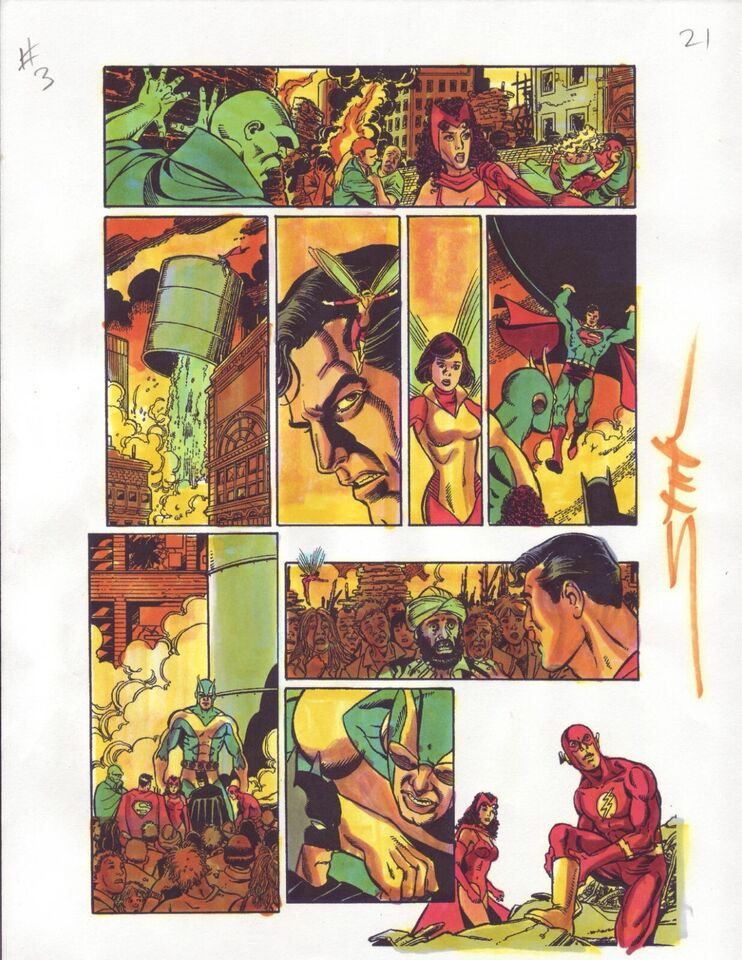 JLA /Avengers #3 pg 21 Color Guide George Perez/Tom Smith LAST CHANCE SALE!!! Comic Art
