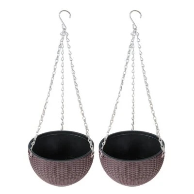 Hanging Flower Garden Fence Balcony Basket Chain Plant Pot Planter for Outdoor - Image 1 of 4