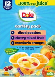 (12 Cups) Dole Fruit Bowls in 100% Fruit Juice: Peaches, Mandarin Oranges - Picture 1 of 9