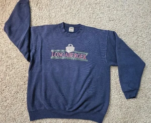 Vintage LONGABERGER Navy Blue crewneck Sweatshirt screenprint Sz. XL - Picture 1 of 2