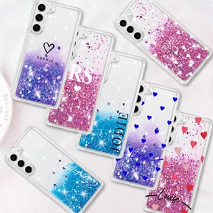 Für Samsung S24 S23 A15 A54 A35 A54 Flüssig Glitzer Hülle Personalisiert Name Case - Bild 1 von 80
